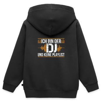 DJ Party Spruch - keine Playlist | Musik Disko - Kinder Premium Organic Zip Hoodie - Schwarz - Hinten - AI Model Kid Male (0cm)