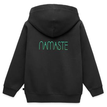 Namaste - Kinder Premium Organic Zip Hoodie - Schwarz - Hinten - AI Model Kid Male (0cm)