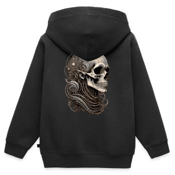 Skull - Kinder Premium Organic Zip Hoodie - Schwarz - Hinten - AI Model Kid Male (0cm)