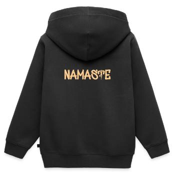 Namaste - Kinder Premium Organic Zip Hoodie - Schwarz - Hinten - AI Model Kid Male (0cm)