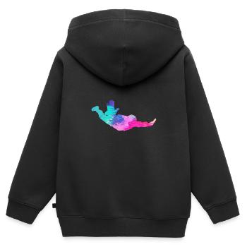 Fallschirmspringen Fallschirmspringer - Kinder Premium Organic Zip Hoodie - Schwarz - Hinten - AI Model Kid Male (0cm)