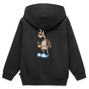 Robot - Sweat Premium à capuche zippé enfant bio - noir - Dos - AI Model Kid Male (0cm)