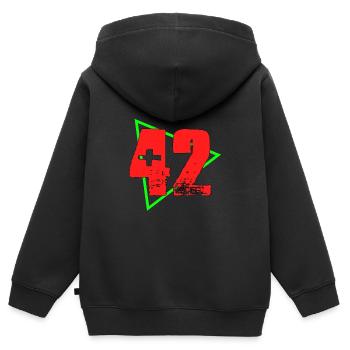 42 - Die Antwort auf alles - Kinder Premium Organic Zip Hoodie - Schwarz - Hinten - AI Model Kid Male (0cm)