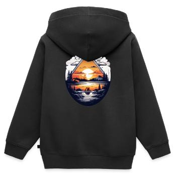 Temps de camping - Sweat Premium à capuche zippé enfant bio - noir - Dos - AI Model Kid Male (0cm)