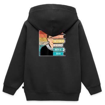 Never Underestimate The Power of A Girl With Book - Kids Premium Organic Zip-up Hoodie - black - Back - AI Model Kid Male (0cm)