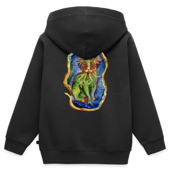 Cathulhu - Kids Premium Organic Zip-up Hoodie - black - Back - AI Model Kid Male (0cm)