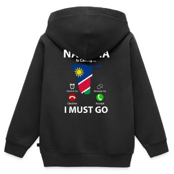 Namibia - Kinder Premium Organic Zip Hoodie - Schwarz - Hinten - AI Model Kid Male (0cm)