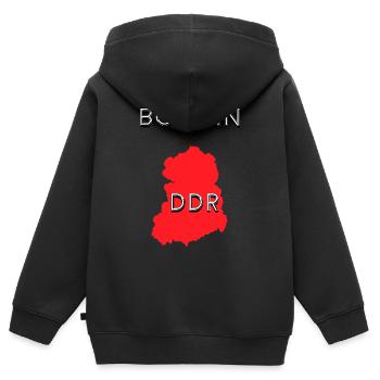 Born in DDR - Kinder Premium Organic Zip Hoodie - Schwarz - Hinten - AI Model Kid Male (0cm)