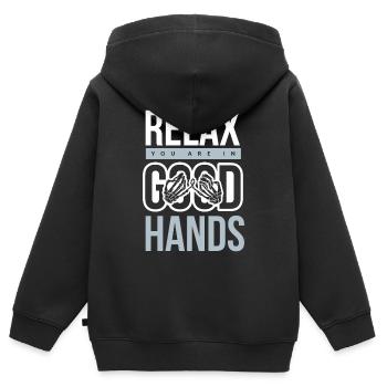 Physiotherapie - Kinder Premium Organic Zip Hoodie - Schwarz - Hinten - AI Model Kid Male (0cm)