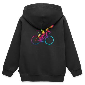 Abstrait Coloré Road Bike Design Cyclisme - Sweat Premium à capuche zippé enfant bio - noir - Dos - AI Model Kid Male (0cm)
