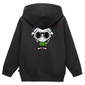 alan alien - Kinder Premium Organic Zip Hoodie - Schwarz - Hinten - AI Model Kid Male (0cm)