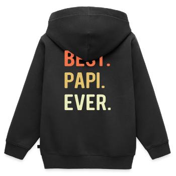 Père Père Père - Sweat Premium à capuche zippé enfant bio - noir - Dos - AI Model Kid Male (0cm)