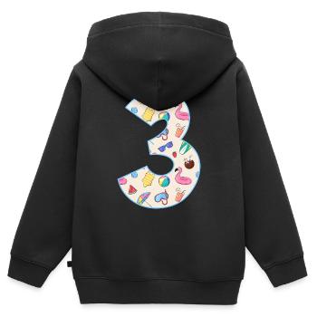 HOLIDAY NUMBER 3 YEARS SUMMER 3RD BIRTHDAY - Kids Premium Organic Zip-up Hoodie - black - Back - AI Model Kid Male (0cm)