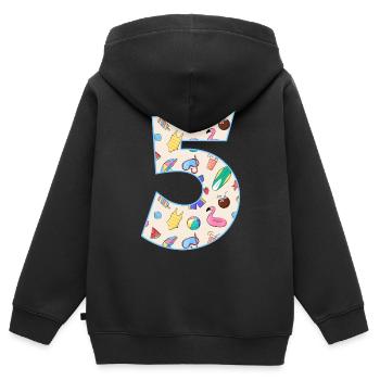 HOLIDAY NUMBER 5 YEARS SUMMER 5TH BIRTHDAY - Kids Premium Organic Zip-up Hoodie - black - Back - AI Model Kid Male (0cm)