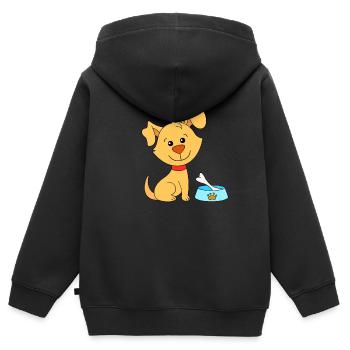 Welpe Hundewelpe Kleiner Hund für Kinder - Kinder Premium Organic Zip Hoodie - Schwarz - Hinten - AI Model Kid Male (0cm)