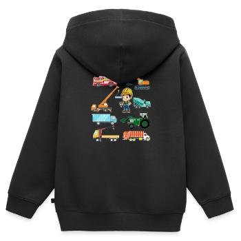 Baufahrzeuge Feuerwehrauto Baustellen Baggershirt - Kinder Premium Organic Zip Hoodie - Schwarz - Hinten - AI Model Kid Male (0cm)