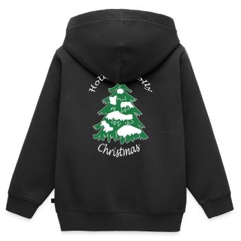 Holly Jolly Christmas - Kids Premium Organic Zip-up Hoodie - black - Back - AI Model Kid Male (0cm)
