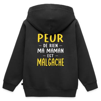 Je n'ai peur de rien ma maman est Malgache - Sweat Premium à capuche zippé enfant bio - noir - Dos - AI Model Kid Male (0cm)