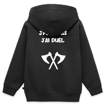 J’peux pas j’ai duel - Sweat Premium à capuche zippé enfant bio - noir - Dos - AI Model Kid Male (0cm)