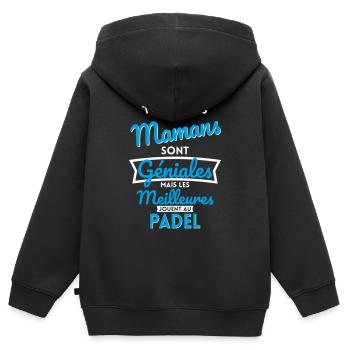 Mamans géniales les meilleures jouent au Padel - Sweat Premium à capuche zippé enfant bio - noir - Dos - AI Model Kid Male (0cm)