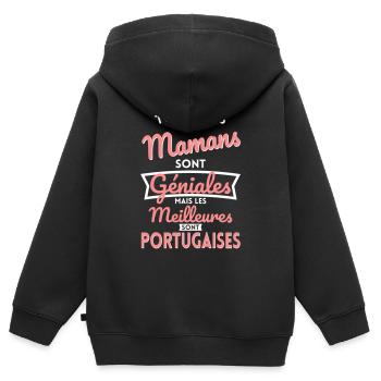 Mamans géniales les meilleures sont Portugaises - Sweat Premium à capuche zippé enfant bio - noir - Dos - AI Model Kid Male (0cm)