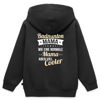 J’ai une maman badminton comme une maman normale - Sweat Premium à capuche zippé enfant bio - noir - Dos - AI Model Kid Male (0cm)