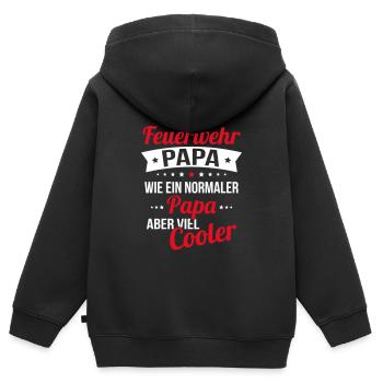 Ich habe einen Feuerwehr Papa wie normaler Papa - Kinder Premium Organic Zip Hoodie - Schwarz - Hinten - AI Model Kid Male (0cm)
