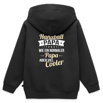 J’ai un papa handball comme un papa normal - Sweat Premium à capuche zippé enfant bio - noir - Dos - AI Model Kid Male (0cm)