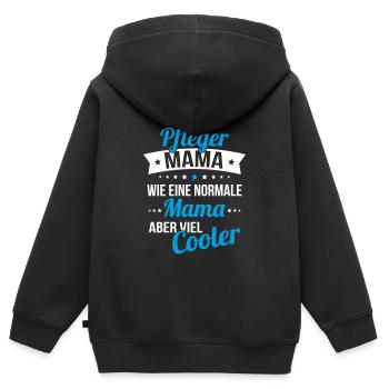 Ich habe eine Pfleger Mama wie eine normale Mama - Kinder Premium Organic Zip Hoodie - Schwarz - Hinten - AI Model Kid Male (0cm)