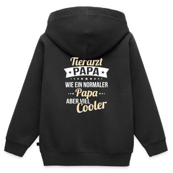 J’ai un père vétérinaire comme un père normal - Sweat Premium à capuche zippé enfant bio - noir - Dos - AI Model Kid Male (0cm)