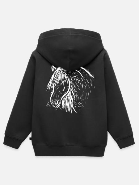 Pferd - Kinder Premium Organic Zip Hoodie - Schwarz