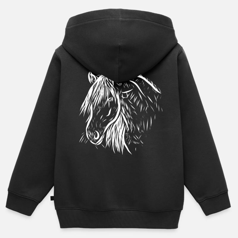 Cheval - Sweat Premium à capuche zippé enfant bio - noir