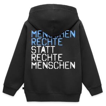 Menschenrechte statt rechte Menschen - Kinder Premium Organic Zip Hoodie - Schwarz - Hinten - AI Model Kid Male (0cm)