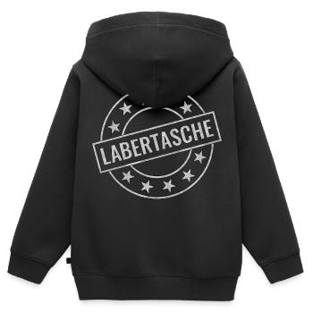 Labertasche Laber Tasche Stempel - Kinder Premium Organic Zip Hoodie - Schwarz - Hinten - AI Model Kid Male (0cm)