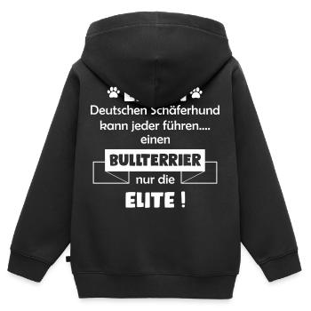 Bullterrier Hund - Bullterrier - Kinder Premium Organic Zip Hoodie - Schwarz - Hinten - AI Model Kid Male (0cm)