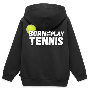 tennis / Tennis / Tennis spieler / Tennis Spielen - Kinder Premium Organic Zip Hoodie - Schwarz - Hinten - AI Model Kid Male (0cm)