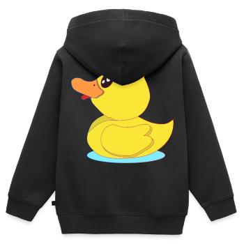 Kleine Gummi Ente - Kinder Premium Organic Zip Hoodie - Schwarz - Hinten - AI Model Kid Male (0cm)
