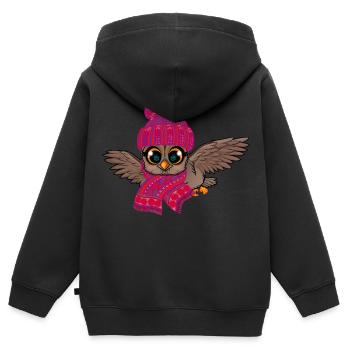 Frost Owl Frostbite Autumn Winter - Kids Premium Organic Zip-up Hoodie - black - Back - AI Model Kid Male (0cm)