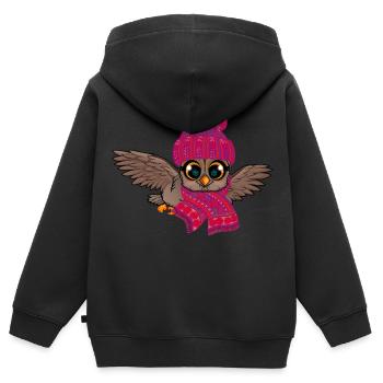 Frost Owl Frostbite Autumn Winter - Kids Premium Organic Zip-up Hoodie - black - Back - AI Model Kid Male (0cm)