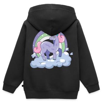 Licorne sur le nuage neuf - Sweat Premium à capuche zippé enfant bio - noir - Dos - AI Model Kid Male (0cm)
