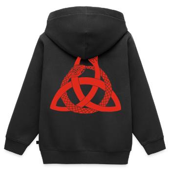 Serpents rouges et symbole celte - Sweat Premium à capuche zippé enfant bio - noir - Dos - AI Model Kid Male (0cm)