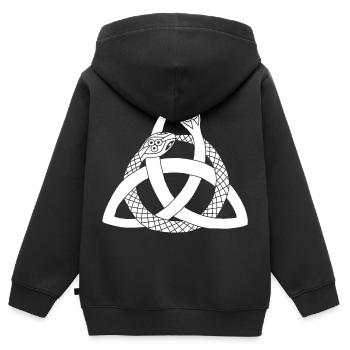 Serpents blancs et symbole celte - Sweat Premium à capuche zippé enfant bio - noir - Dos - AI Model Kid Male (0cm)