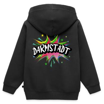 Darmstadt Germany City Pop Art Comic Art - Kids Premium Organic Zip-up Hoodie - black - Back - AI Model Kid Male (0cm)