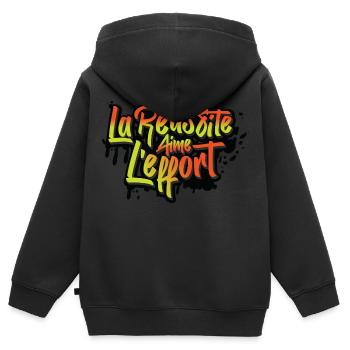 Erfolg liebt Anstrengung (Tag-n) - NeedyMindSet - Kinder Premium Organic Zip Hoodie - Schwarz - Hinten - AI Model Kid Male (0cm)