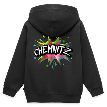 Chemnitz Germany City Pop Art Comic Art - Kids Premium Organic Zip-up Hoodie - black - Back - AI Model Kid Male (0cm)