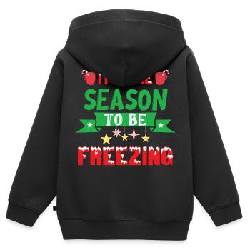 Weihnachten Es ist Zeit um zu frieren - Kinder Premium Organic Zip Hoodie - Schwarz - Hinten - AI Model Kid Male (0cm)