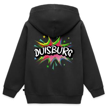 Duisburg Germany City Pop Art Comic Art - Kids Premium Organic Zip-up Hoodie - black - Back - AI Model Kid Male (0cm)