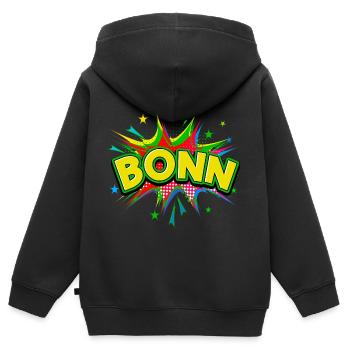 Bonn Allemagne Ville Pop Art Bande dessinée - Sweat Premium à capuche zippé enfant bio - noir - Dos - AI Model Kid Male (0cm)