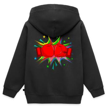 Boxen Boxer Boxhandschuhe Boxkampf Sport Pop Art - Kinder Premium Organic Zip Hoodie - Schwarz - Hinten - AI Model Kid Male (0cm)
