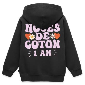Noces de Coton - Sweat Premium à capuche zippé enfant bio - noir - Dos - AI Model Kid Male (0cm)